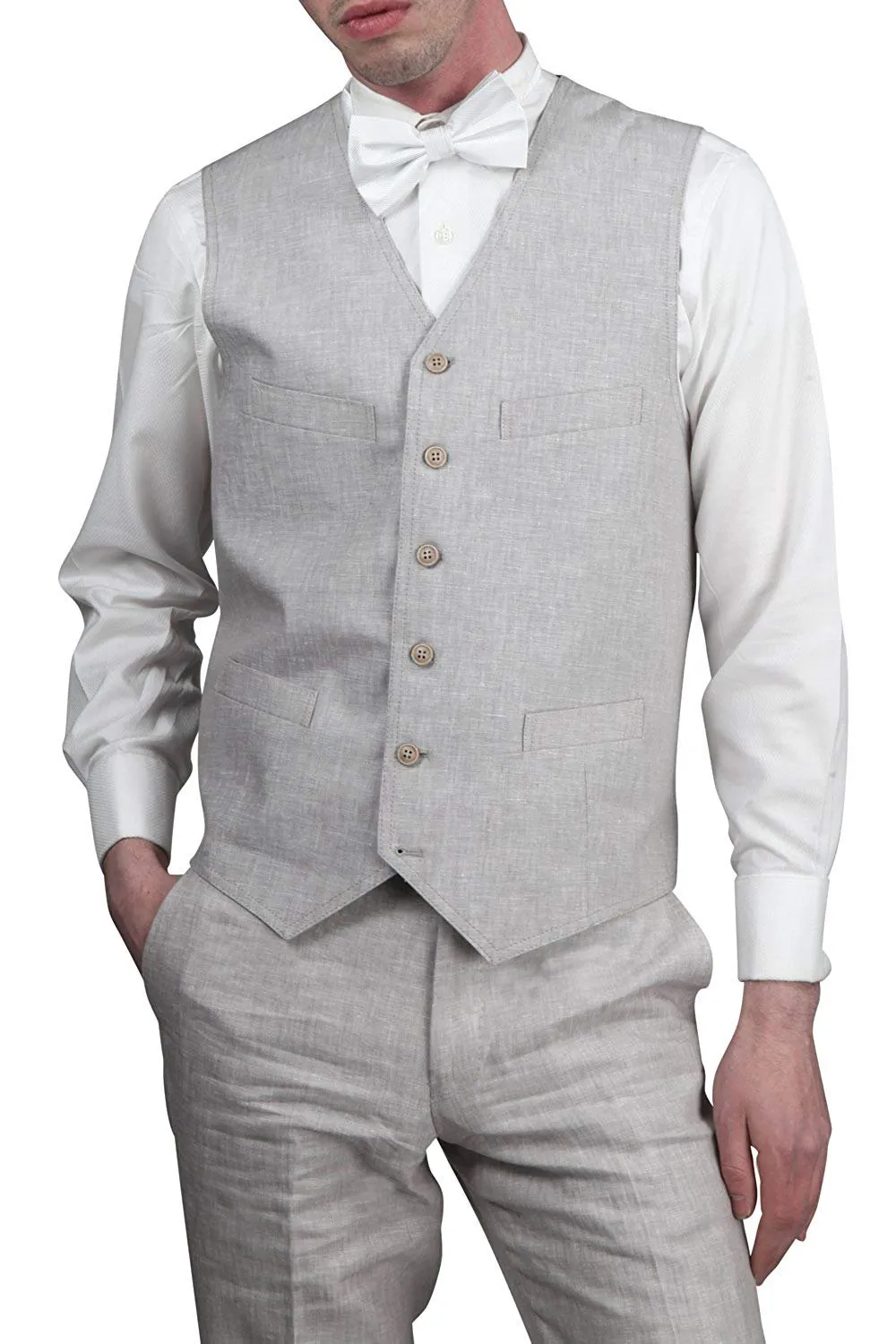 Adam Baker Mens (Groomsmen) Modern Fit Luxury Linen Formal Vest & Pant Separates - CLEARANCE - FINAL SALE