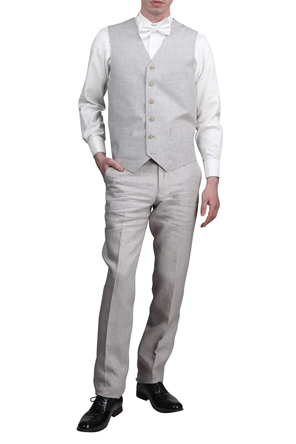 Adam Baker Mens (Groomsmen) Modern Fit Luxury Linen Formal Vest & Pant Separates - CLEARANCE - FINAL SALE