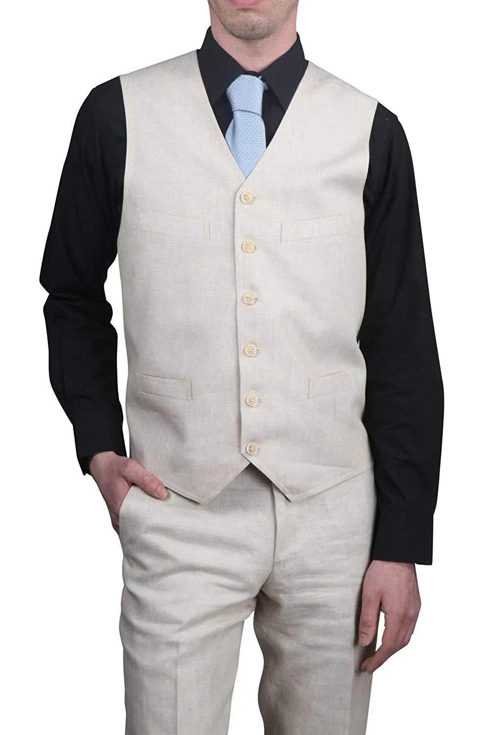 Adam Baker Mens (Groomsmen) Modern Fit Luxury Linen Formal Vest & Pant Separates - CLEARANCE - FINAL SALE