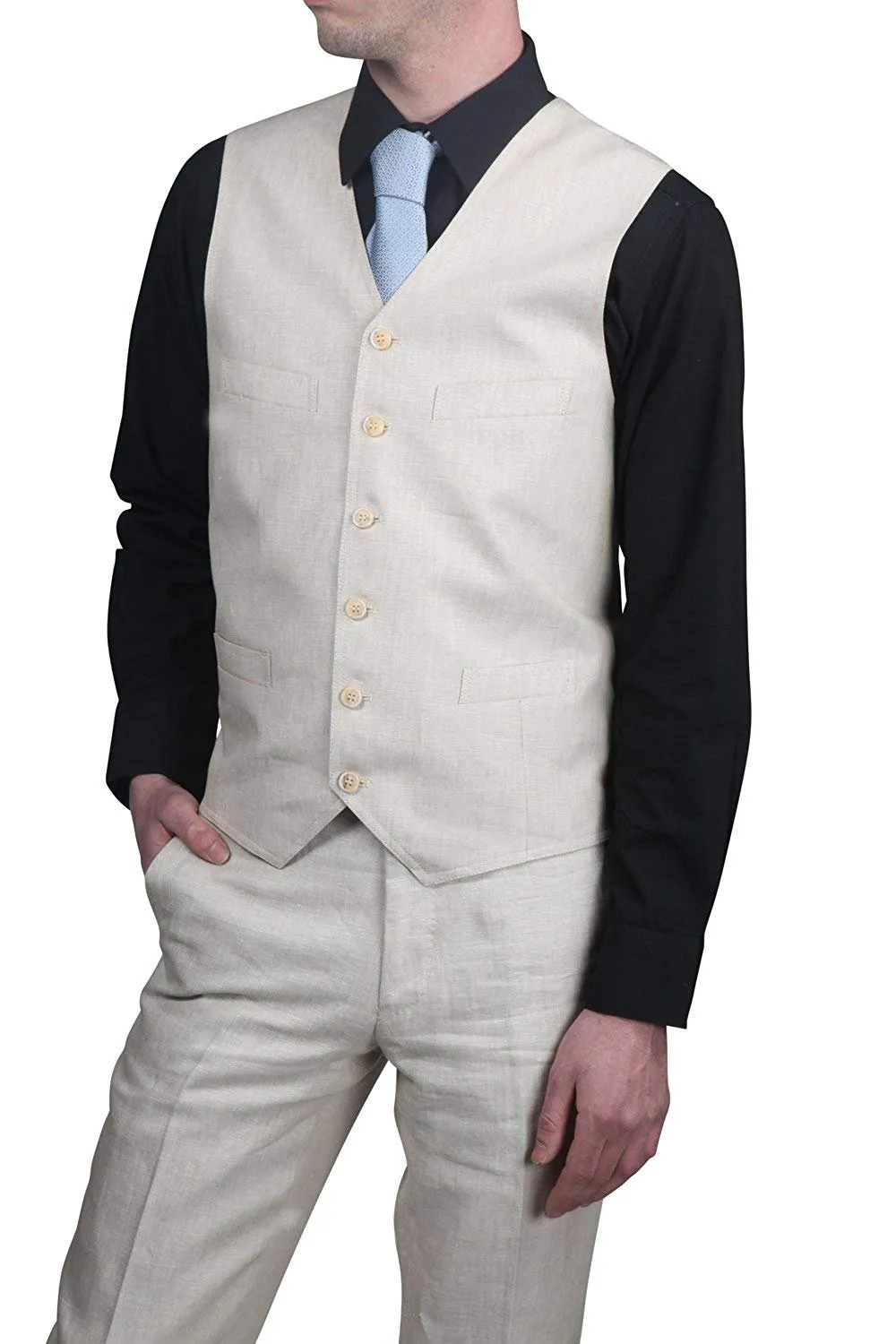 Adam Baker Mens (Groomsmen) Modern Fit Luxury Linen Formal Vest & Pant Separates - CLEARANCE - FINAL SALE