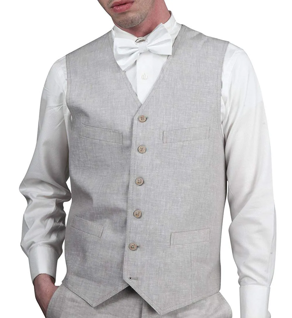 Adam Baker Mens (Groomsmen) Modern Fit Luxury Linen Formal Vest & Pant Separates - CLEARANCE - FINAL SALE