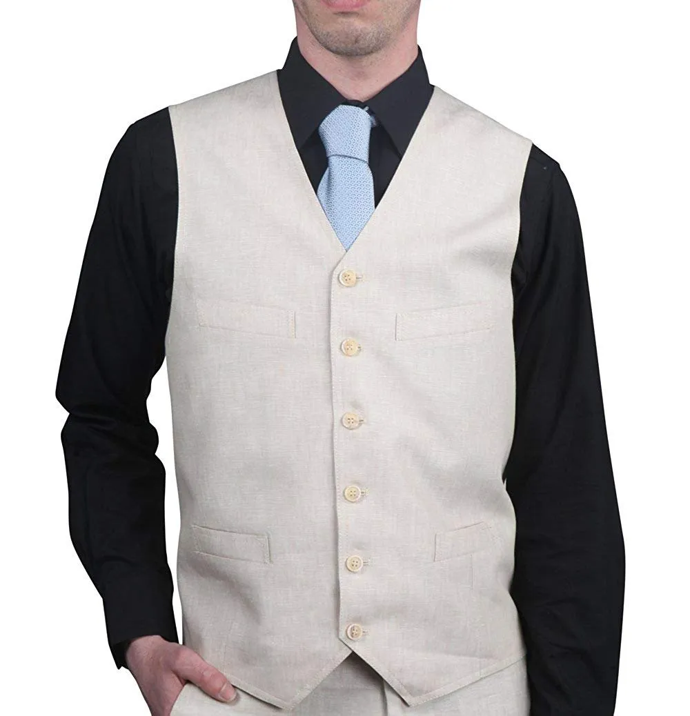 Adam Baker Mens (Groomsmen) Modern Fit Luxury Linen Formal Vest & Pant Separates - CLEARANCE - FINAL SALE