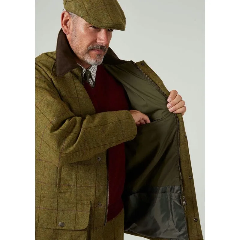 Alan Paine Rutland Mens Tweed Waterproof Shooting Coat - Lichen