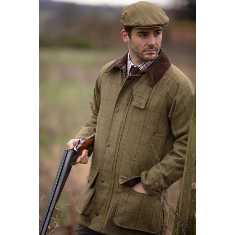 Alan Paine Rutland Mens Tweed Waterproof Shooting Coat - Lichen