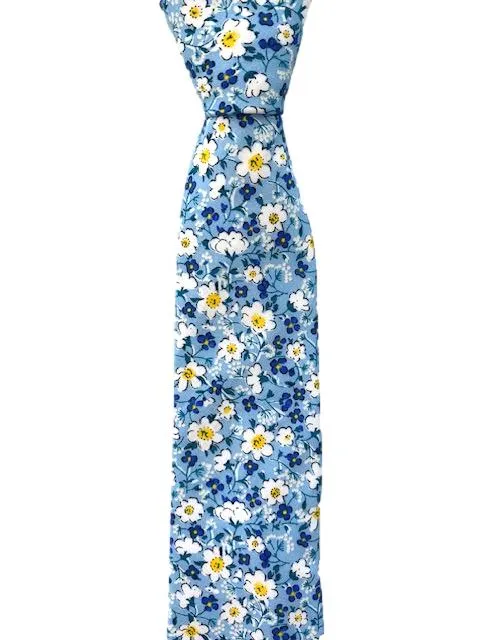 Blue, White and Yellow Floral Tie