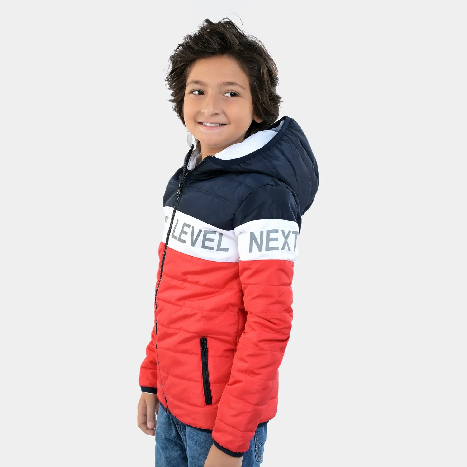 Boys Taffeta Quilted Jacket Next Level-Red