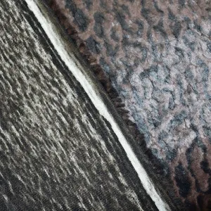 Brown/Black Leopard Textured Pressed Faux Fur Knit Fabric