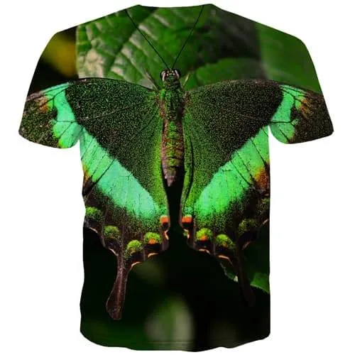 Butterfly T shirts Men Animal T shirts Funny Lovely Tshirts Novelty Colorful T-shirts 3d Green Tshirts Casual Short Sleeve