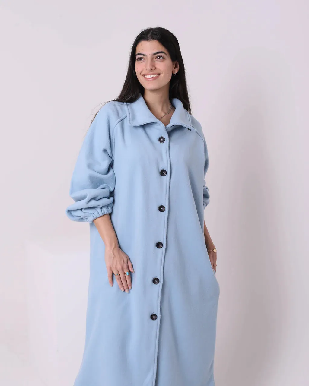 Buttons Long Coat (W718) - Just4Women