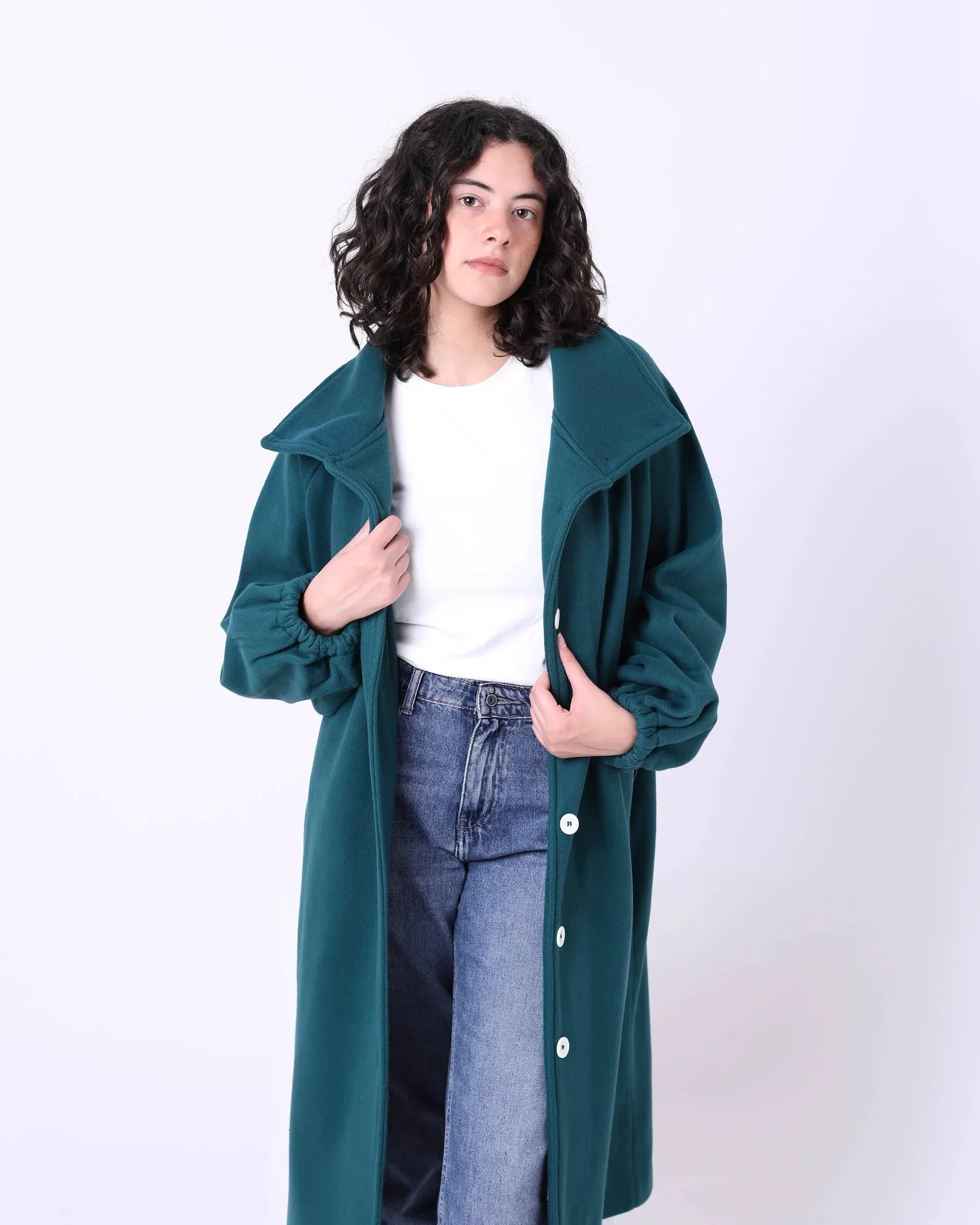 Buttons Long Coat (W718) - Just4Women