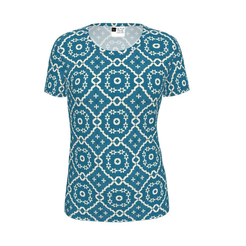 Camelbone Turquoise Flower Womens T Shirt Short Sleeves