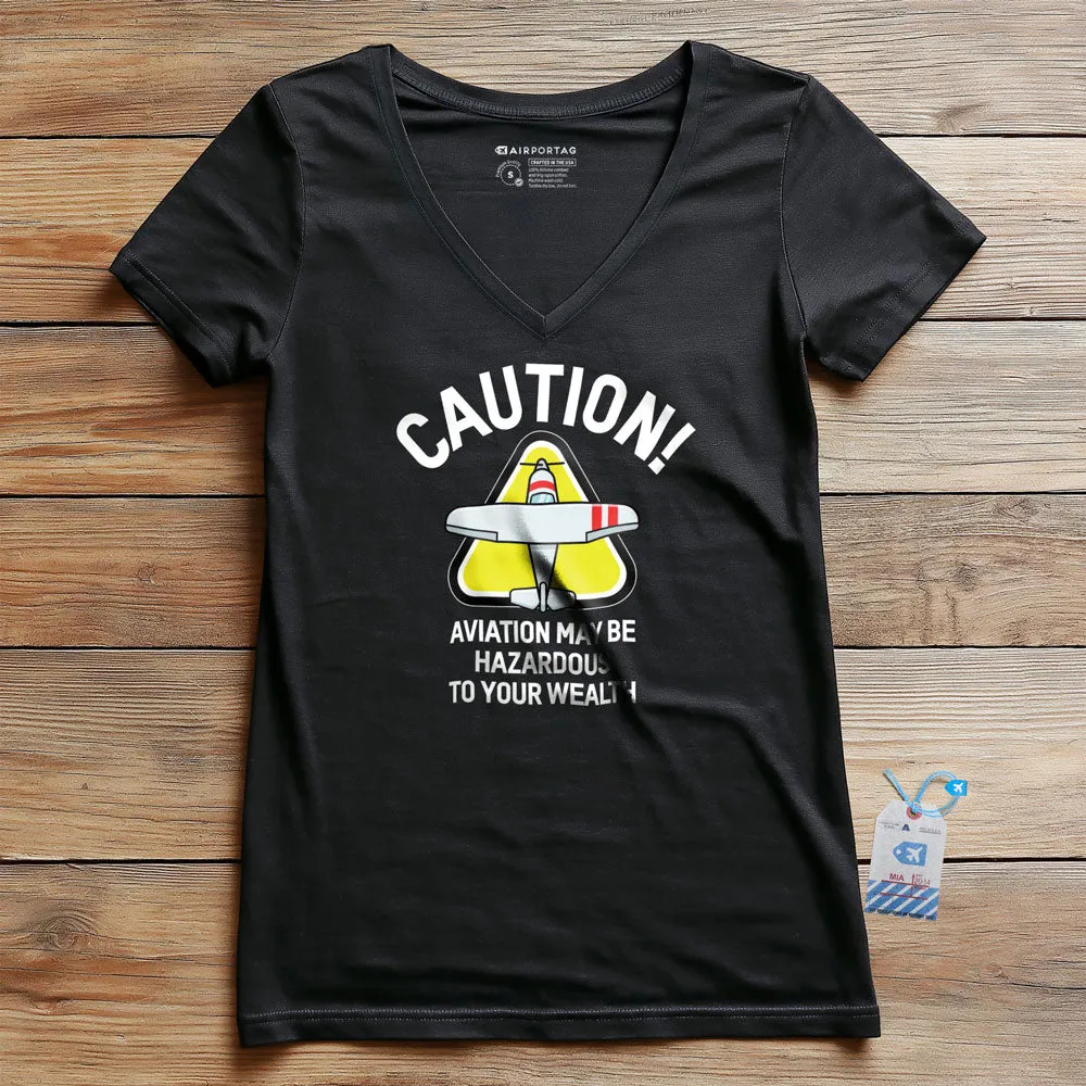 Caution Wealth - Women's V-Neck T-Shirt