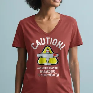 Caution Wealth - Women's V-Neck T-Shirt