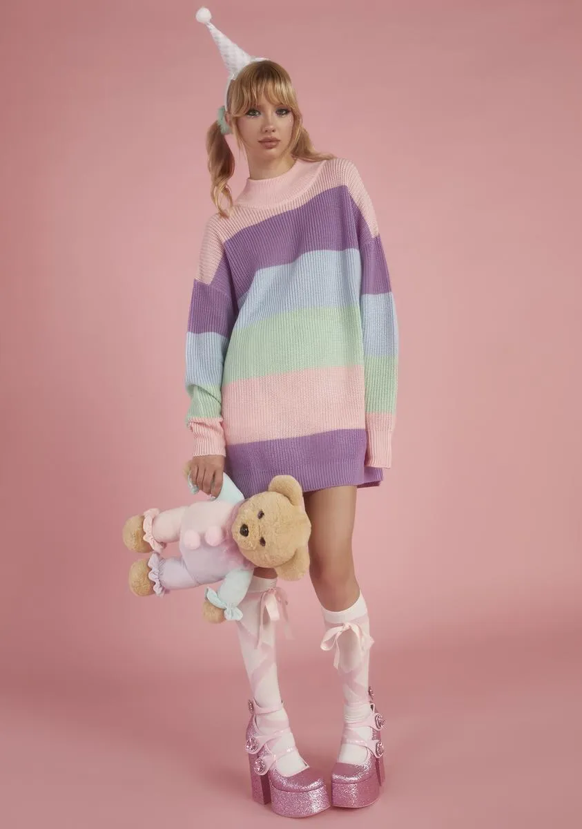 Cotton Candy Kisses Striped Sweater