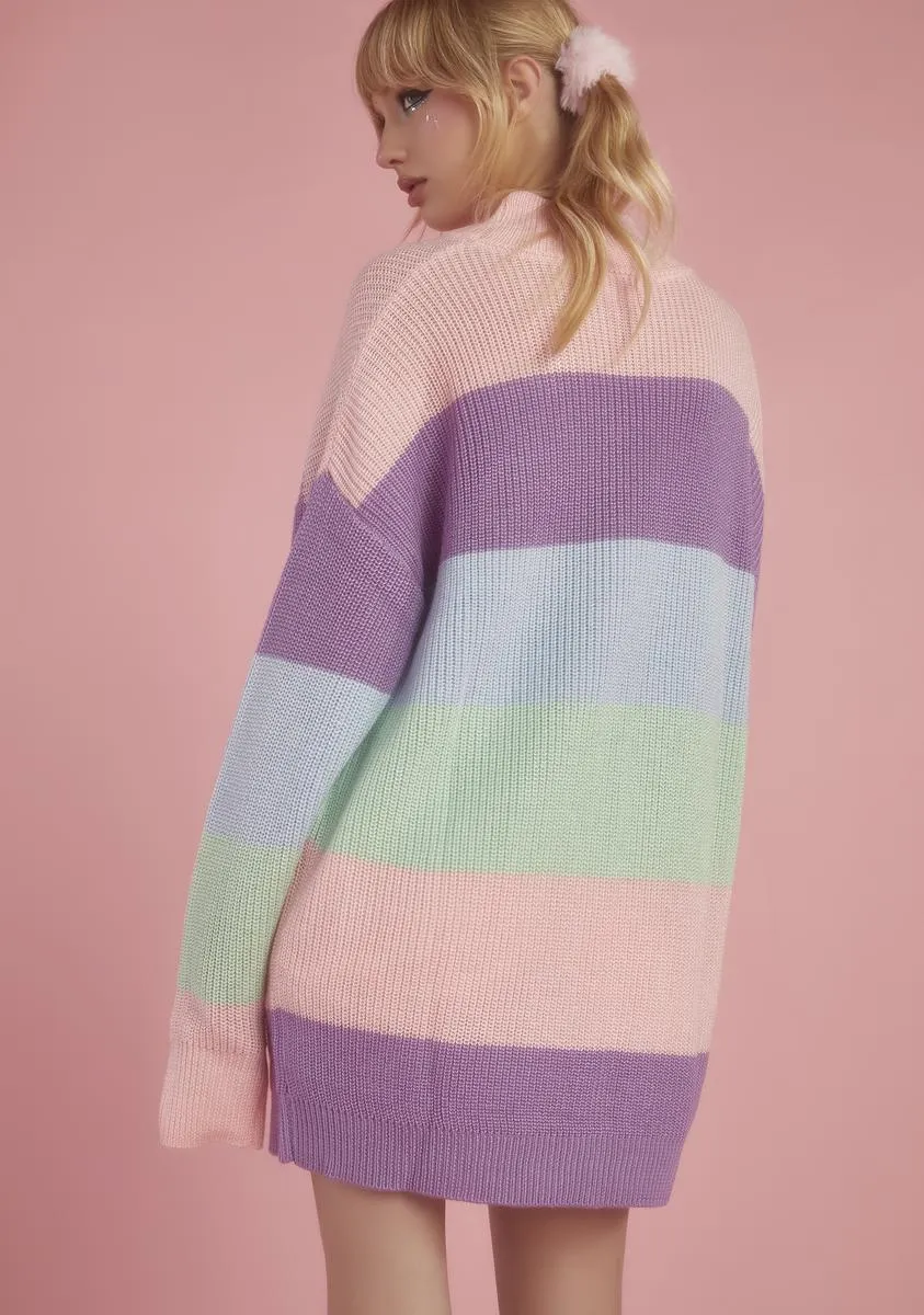 Cotton Candy Kisses Striped Sweater