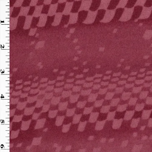 Deep Rose/Pink Wool Blend Abstract Check Printed Double Knit Fabric