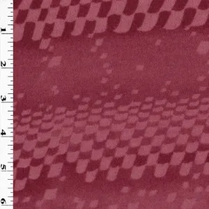 Deep Rose/Pink Wool Blend Abstract Check Printed Double Knit Fabric