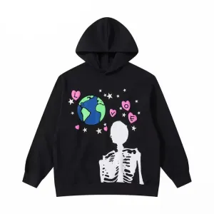 Earth Love Skeleton Print hoodie