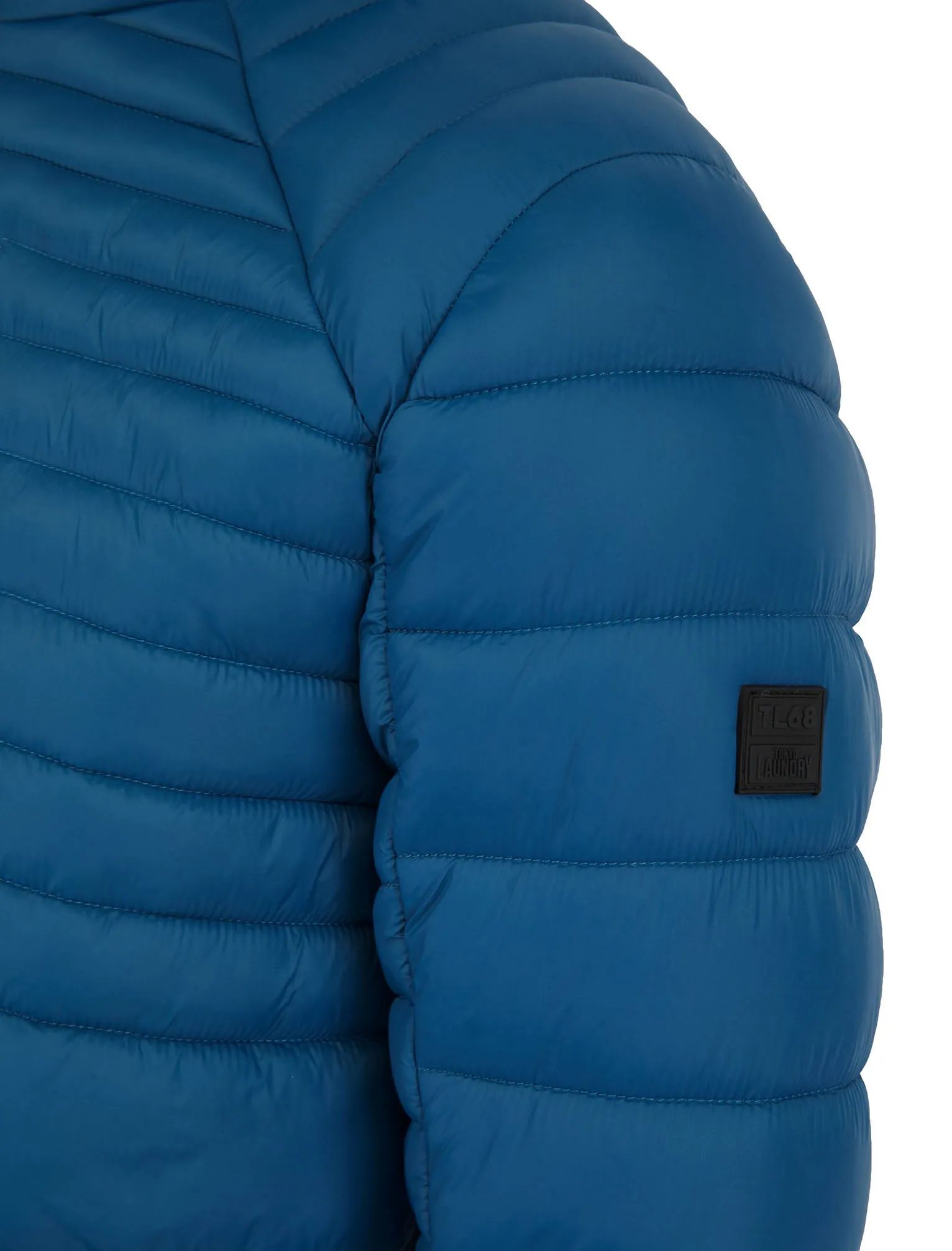 Ector Mult-Pocket Funnel Neck Quilted Puffer Jacket with Fleece Lined Collar in Petrol Blue - Tokyo Laundry