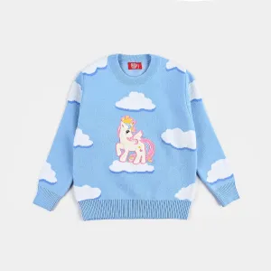 Girls Knitted Sweater - Blue