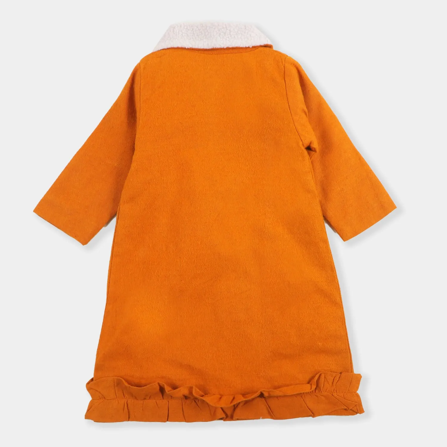 Girls Woolen Trench Coat - Orange