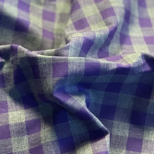 Grey/Purple | 1/4" Gingham Check Shirting - SKU 7110A #S199