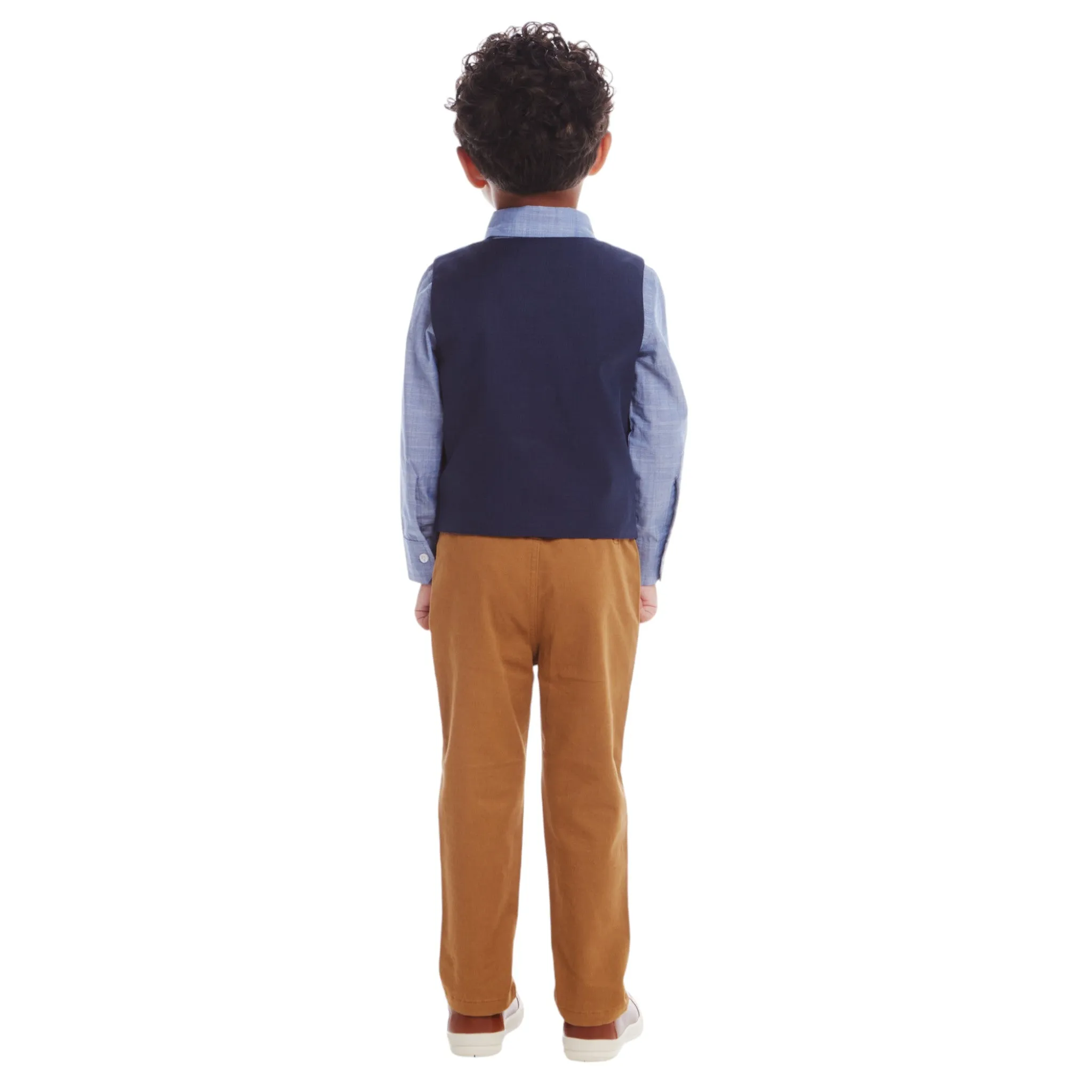 Kids 4-Piece Vest & Rust Pant Set | Holiday Hipster