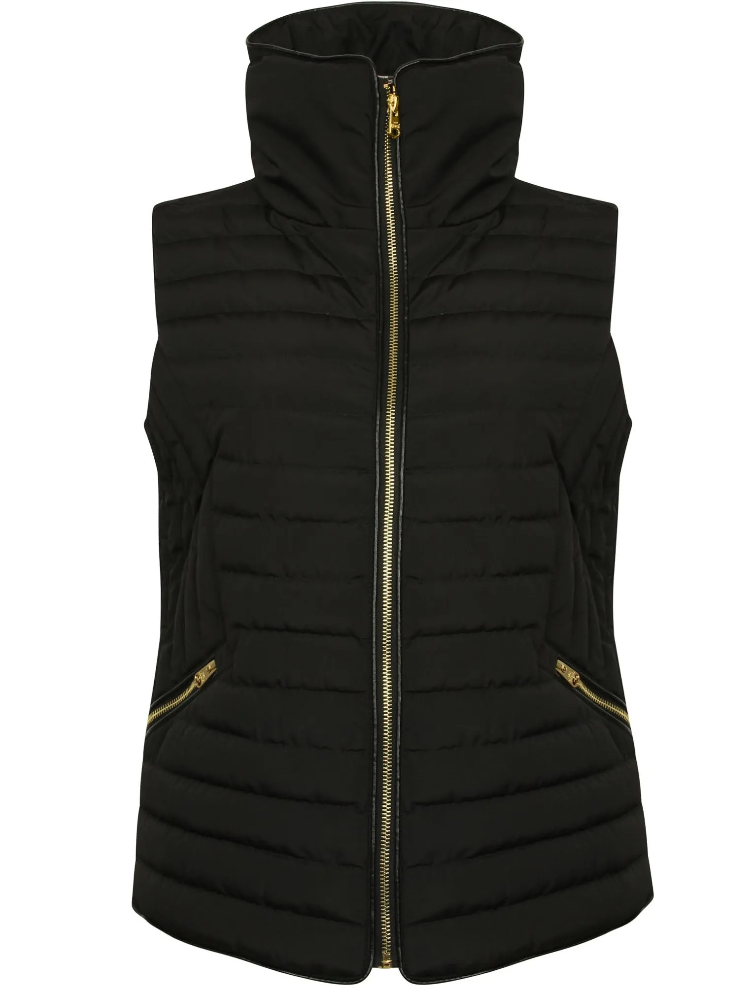 Litsy Quilted Gilet with Funnel Neck in Black - Tokyo Laundry