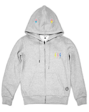 <A 000a008i>Fungolia Big Hood Zip Up Fleece Hoodie - Do Art, Make it Last (Heather Grey)