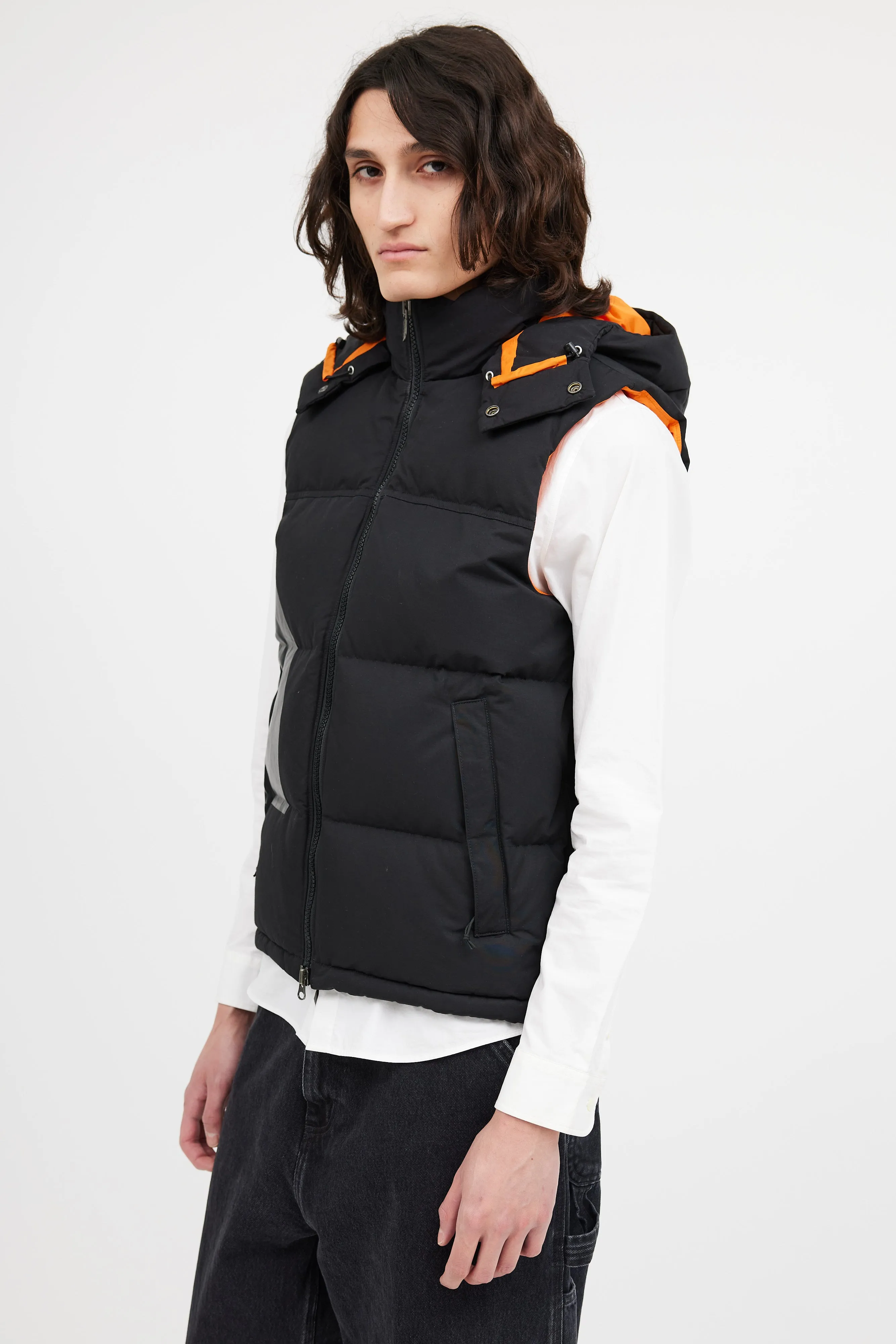 Man X The North Face Black & Orange Down Vest