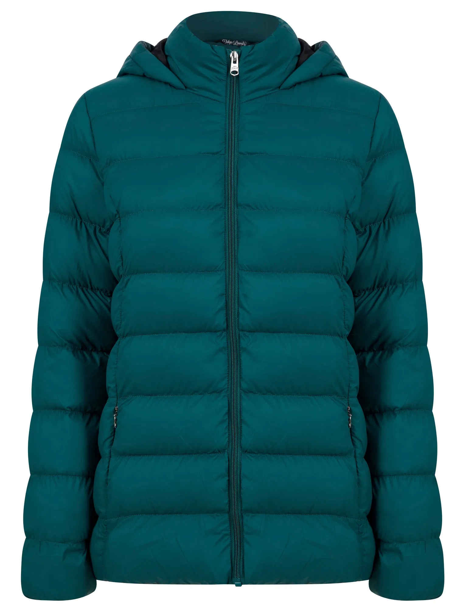 Markle Quilted Hooded Puffer Jacket in Teal - Tokyo Laundry