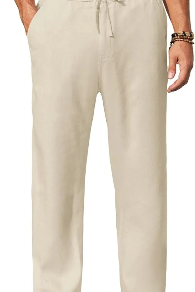 Men Stylish Off-White Cotton Linen Trousers Crafted For Your Comfort & These Trousers Are Perfect For Summer Weather