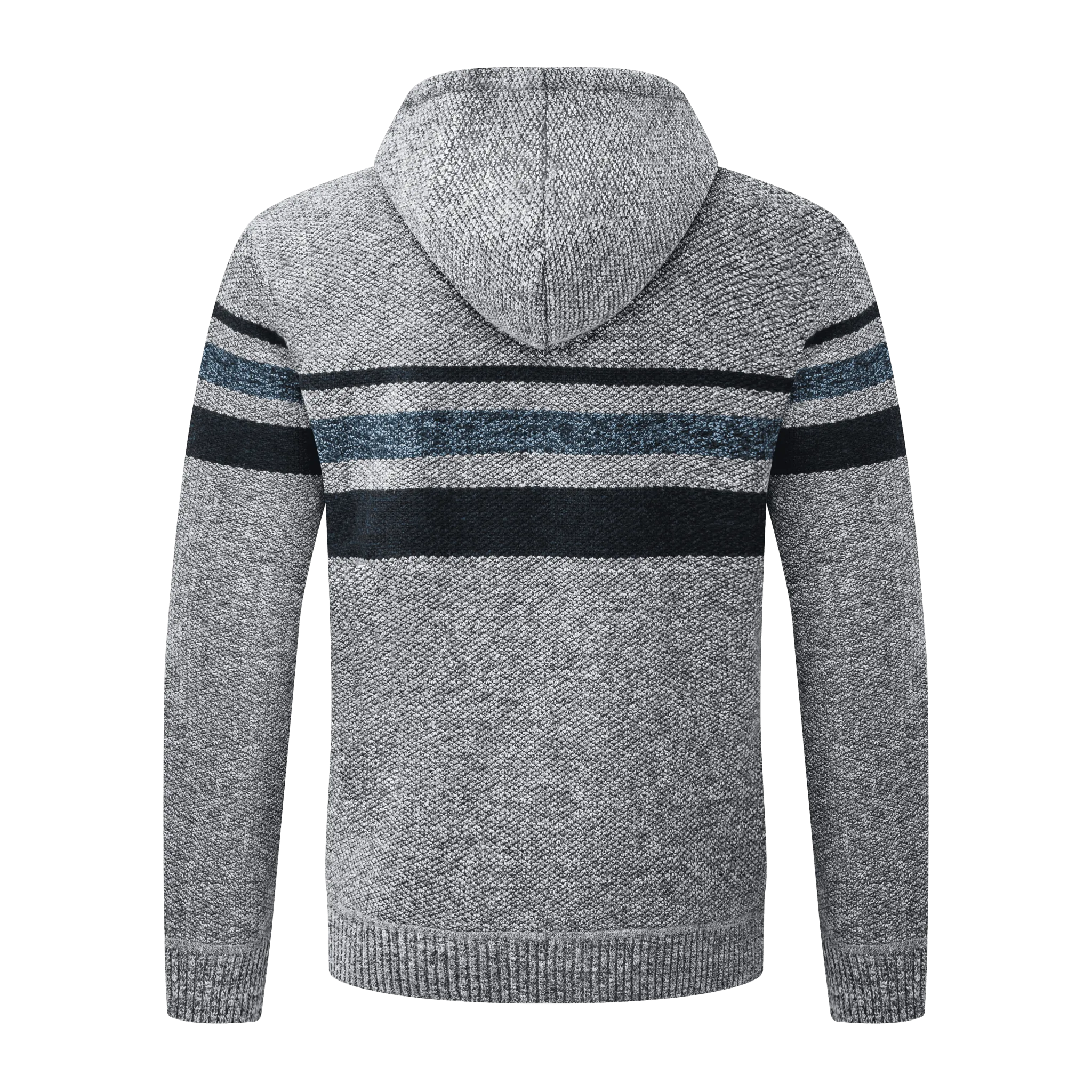 Men's Full Zipper Stripe Fleece Hoodie-ZPK005860