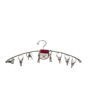 Multi-Purpose Hanger with 8 Clips, Silver, Iron