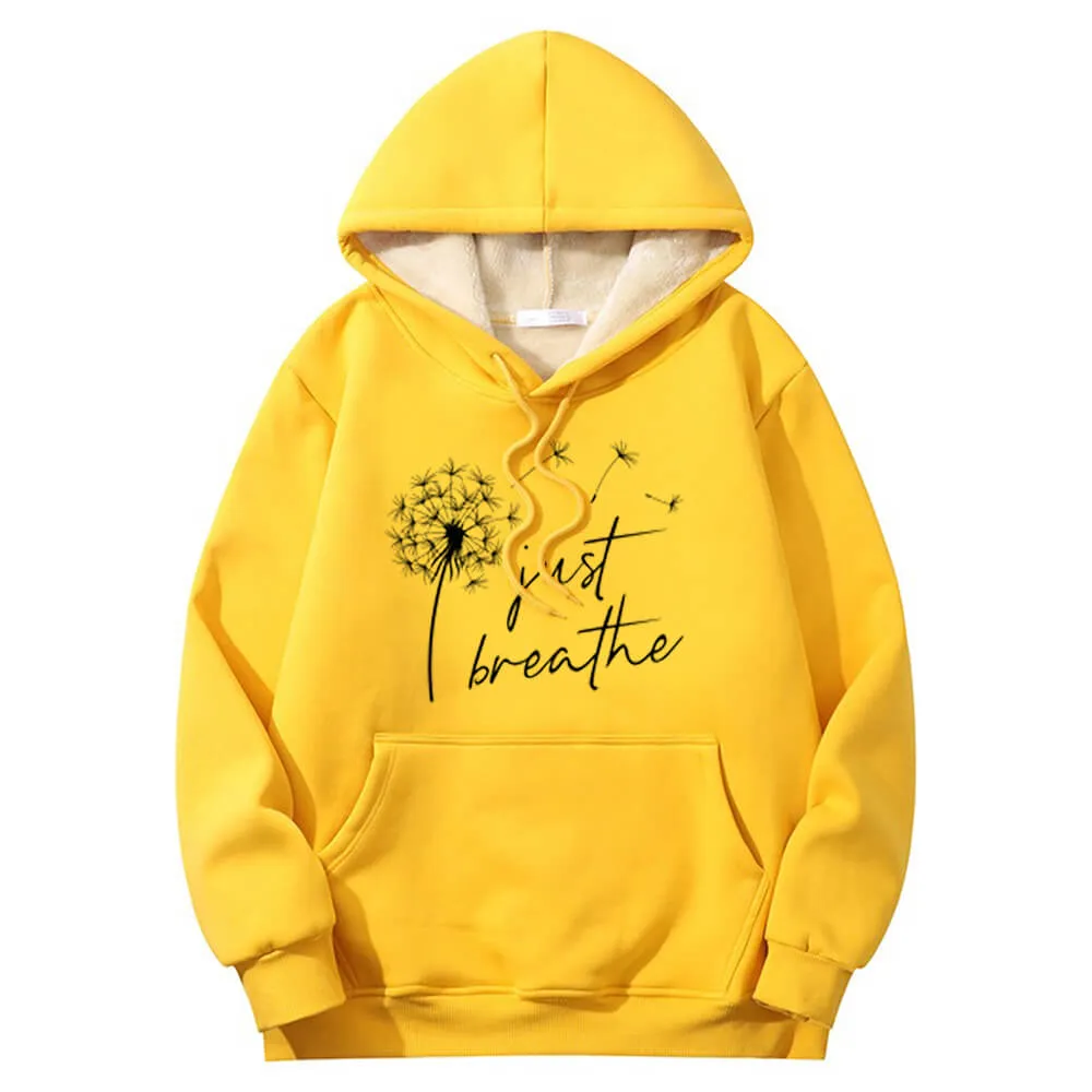 Multicolor Just Breathe Dandelion Fleece Sherpa Hoodie