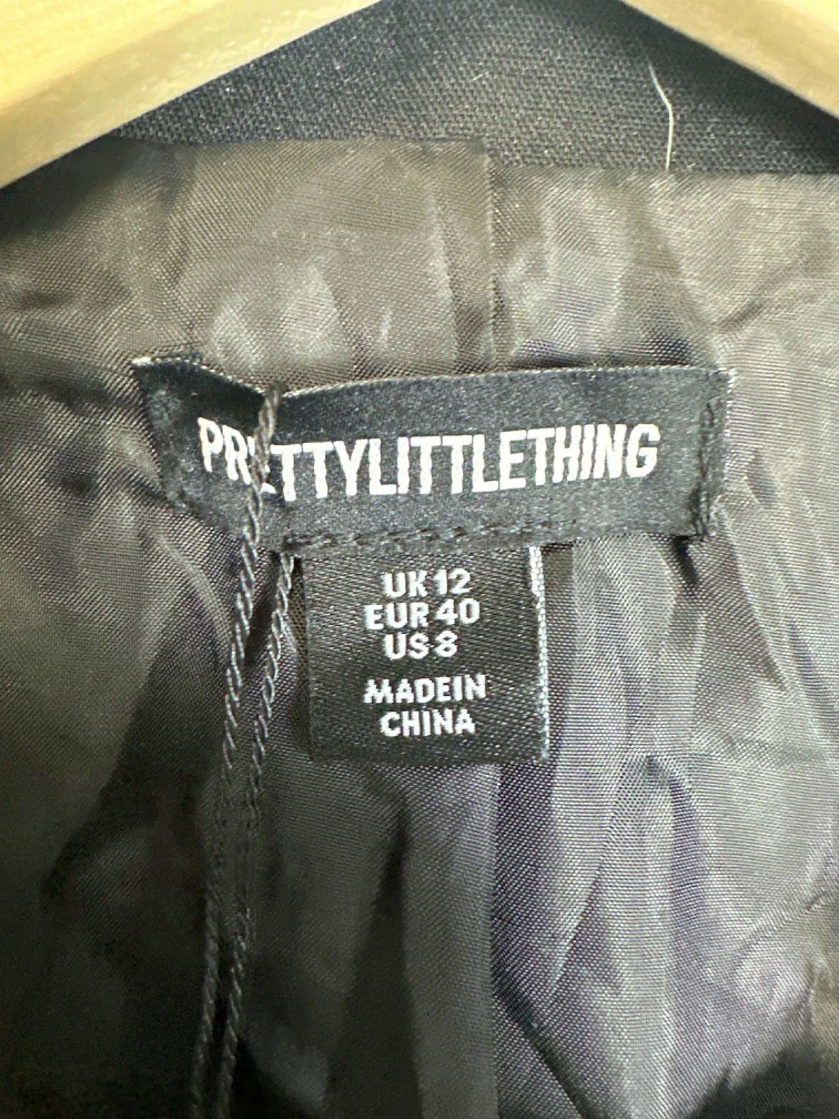 PrettyLittleThing Black Blazer UK 12