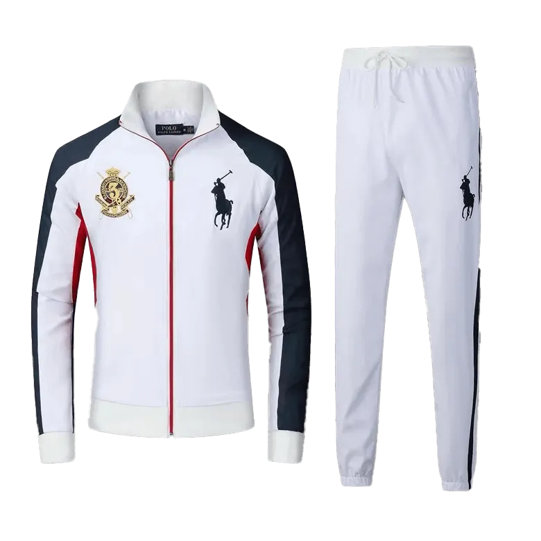 Prl Jockey Club Breathable Zip Down Polythene Tracksuit- White