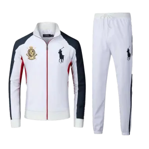 Prl Jockey Club Breathable Zip Down Polythene Tracksuit- White