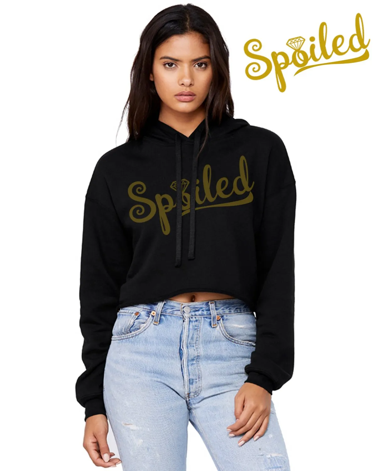 "Spoiled" Funny Crop Top Hoodie