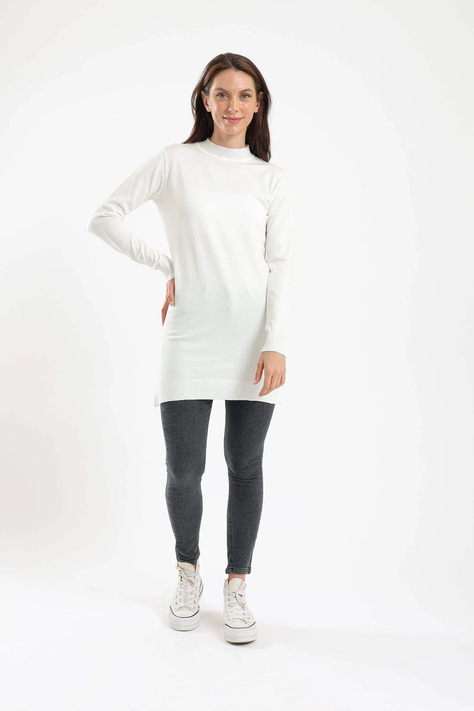 Ribbed Mock Neck Pullover