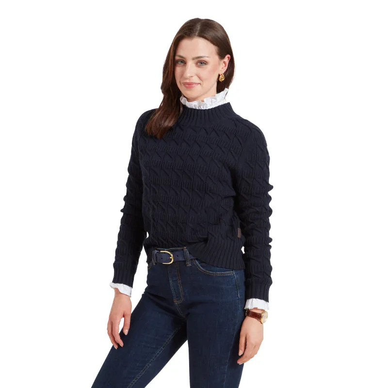 Schoffel Sandsend Cable Knit Ladies Jumper - Navy