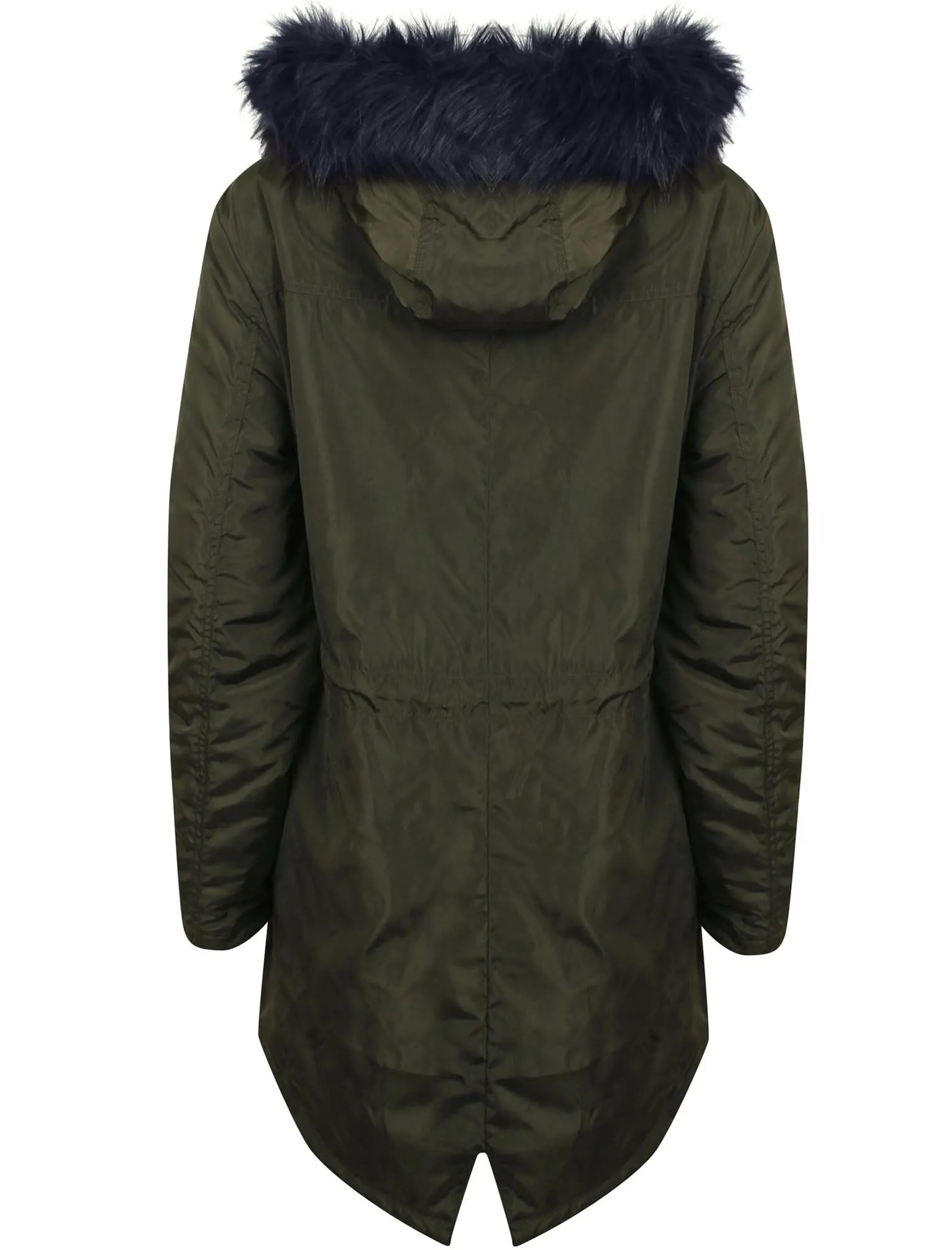 Tonya Blue Fur Lined Parka Coat in Khaki - Tokyo Laundry