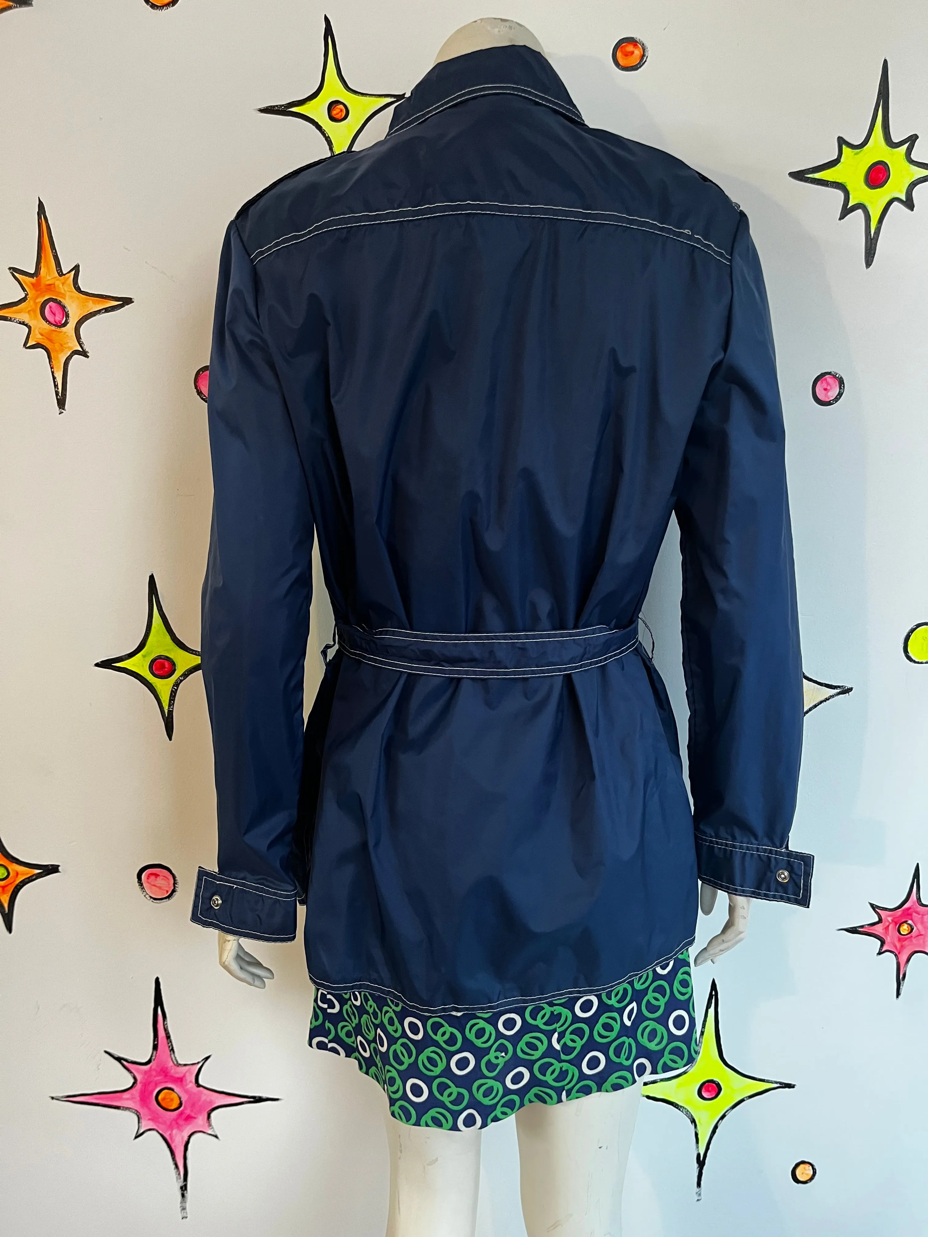 Vintage 60s 70s | MOD Navy Nylon Windbreaker Jacket | Size L