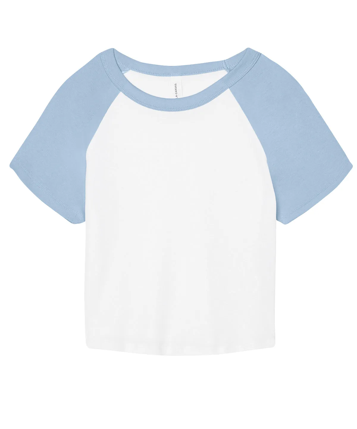 Womens micro rib raglan baby t-shirt | White/Baby Blue